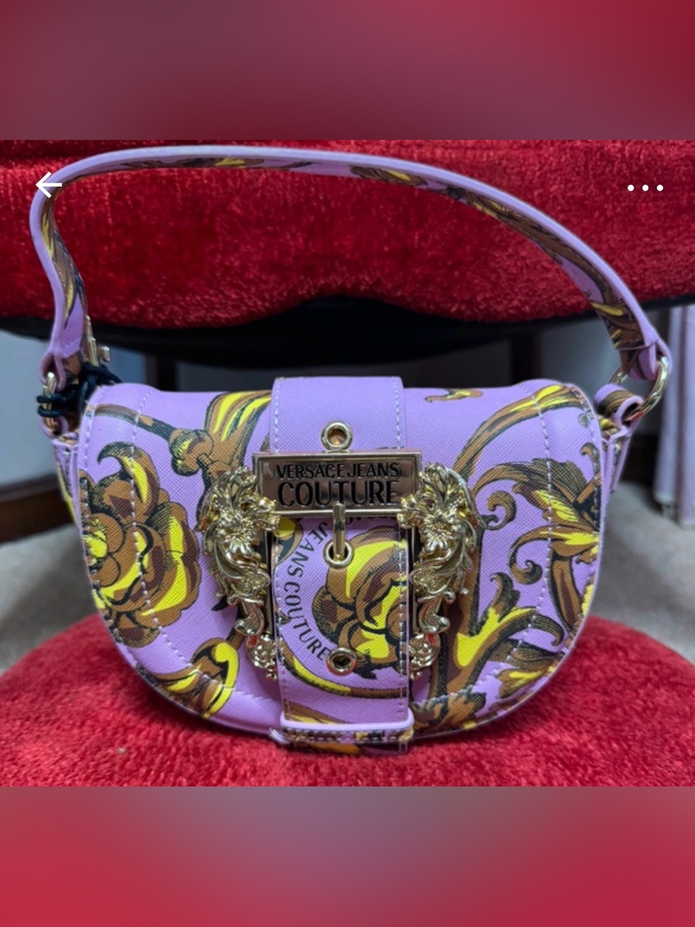 Versace Jeans Collection Lavender Floral Buckle Mini Crossbody